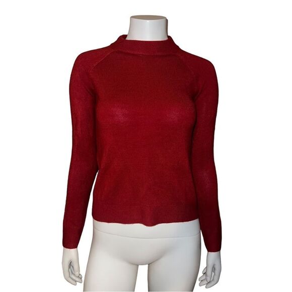 Karen Scott Petite Mock Neck Zip-Back Sweater Red Cherry PP NWT - Picture 2 of 9
